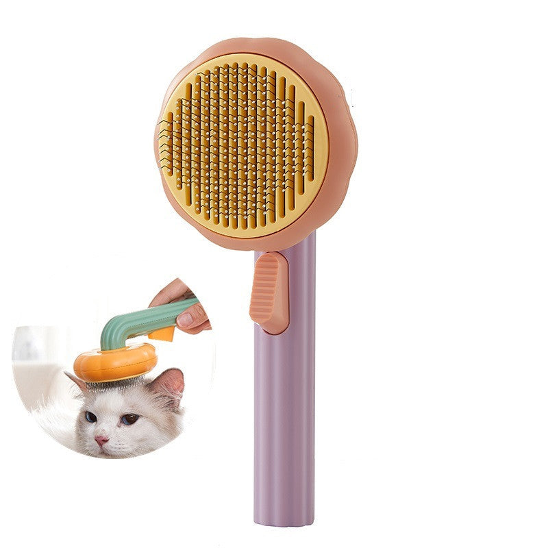 Self-Cleaning Cat Brush - Steel Wire Handheld Comb for Easy Hair Removal