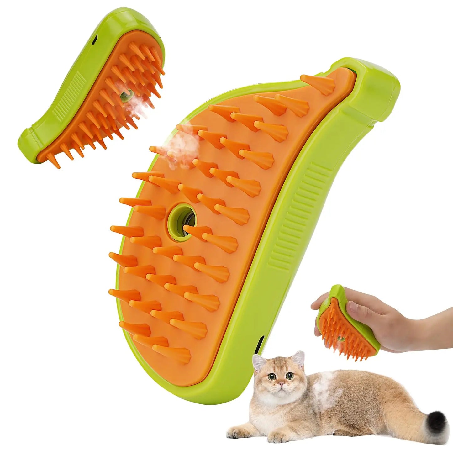 3-in-1 Pet Steam Brush: Grooming, Hair Removal, and Massage for Cats