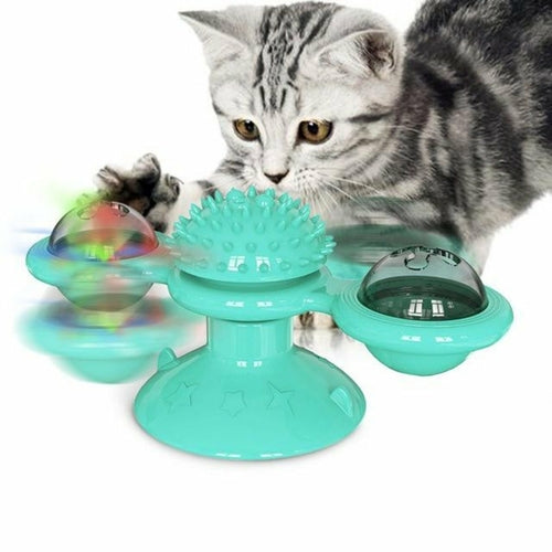 Rotating Cat Windmill Toy - Scratcher, Teeth Cleaner, Fun!